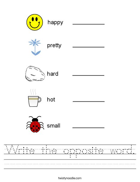 opposite words with pictures worksheet
