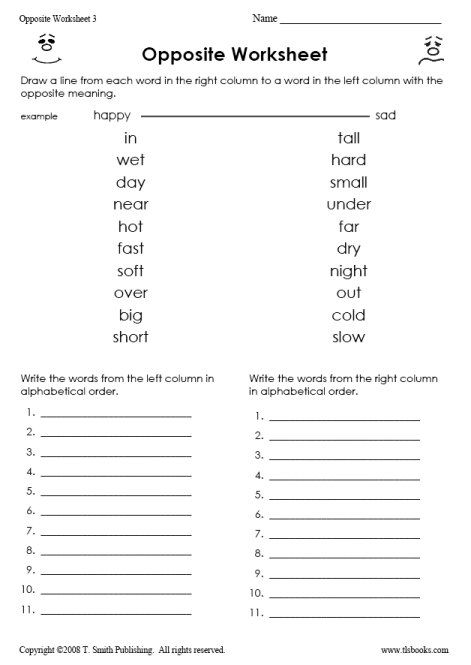 10 Images of Opposite Word Worksheets First Grade | Opposite words ...