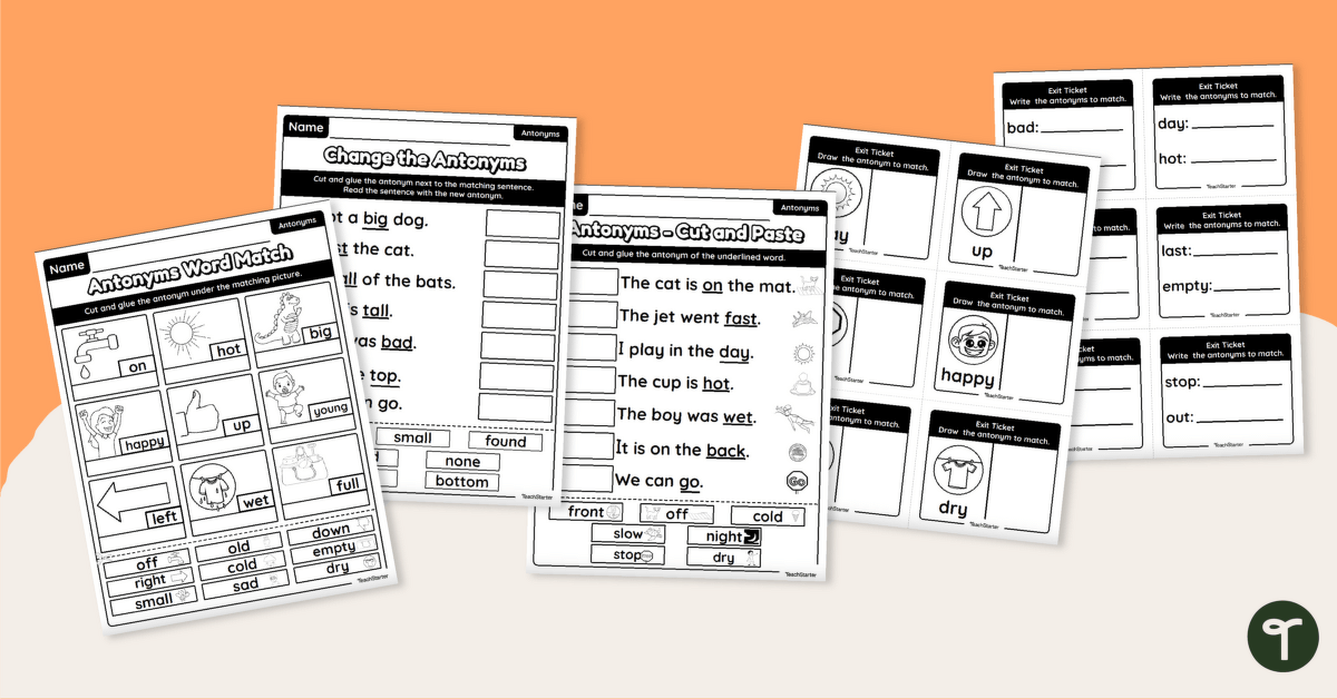 Kindergarten Opposites - Worksheet Pack | Teach Starter