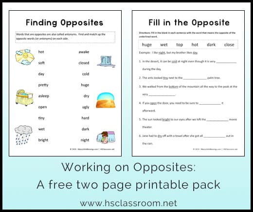 Opposites Worksheets | guruparents