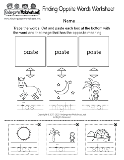 Opposite Words Worksheets for Kindergarten (Free Printables)