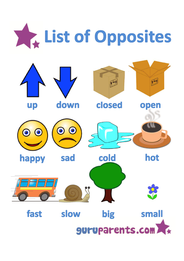 Opposites Worksheets | guruparents
