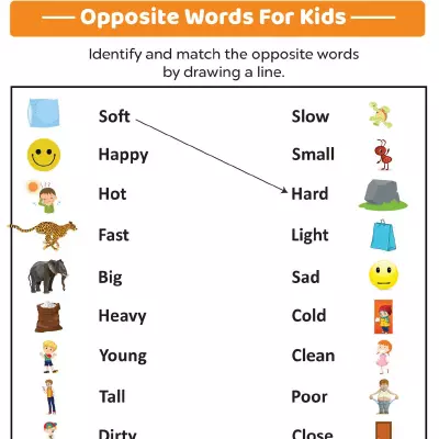 Match-the-antonyms Worksheet For Kindergarten | MomJunction
