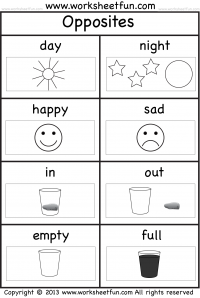 opposites preschool worksheet