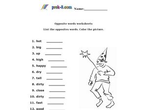 Opposites: 2 Worksheet for 1st - 3rd Grade | Lesson Planet