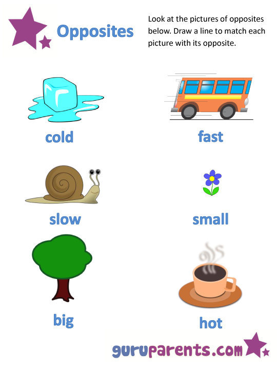 opposites worksheet for kindergarten