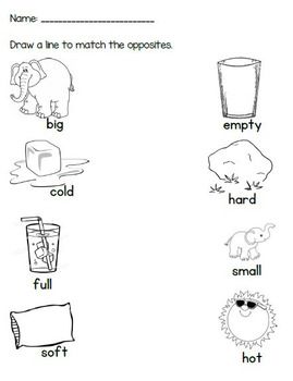 opposites worksheet for kindergarten