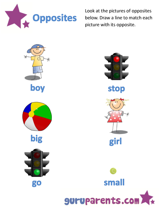 Opposites Worksheets | guruparents