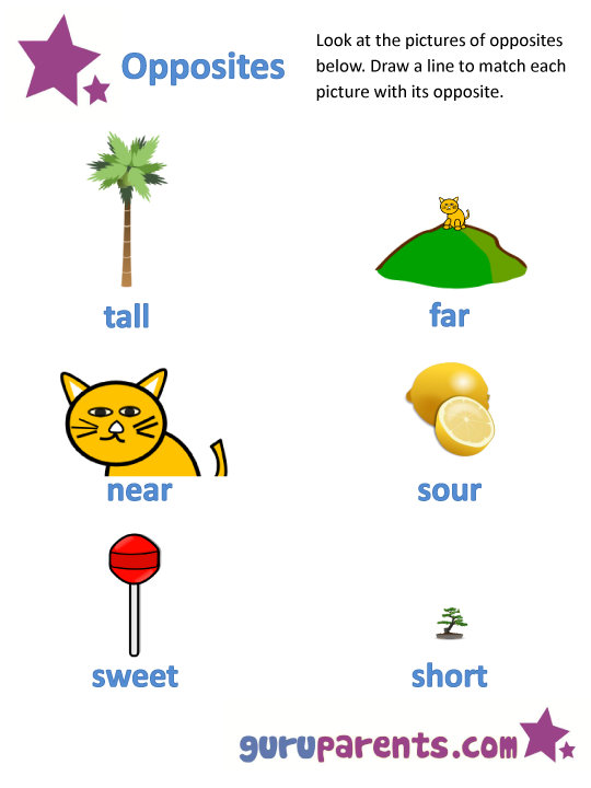 Opposites Worksheets | guruparents