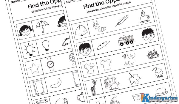 opposites worksheet preschool