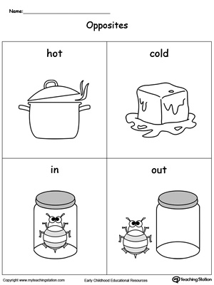 FREE* Opposites Flashcards: Hot Cold In Out | MyTeachingStation.com
