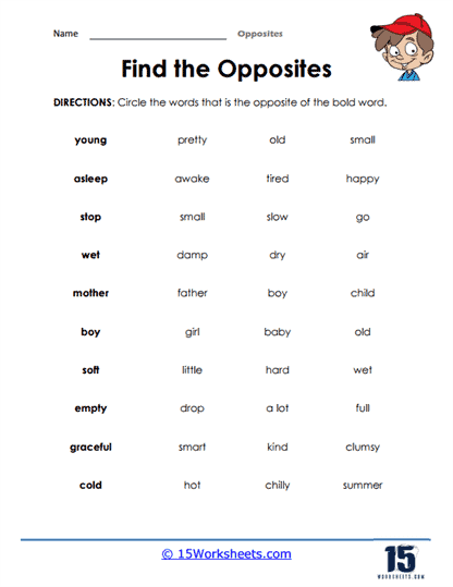 Opposites Worksheets - 15 Worksheets Library