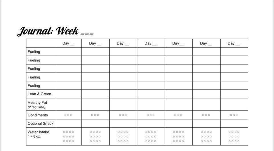 optavia printable journal