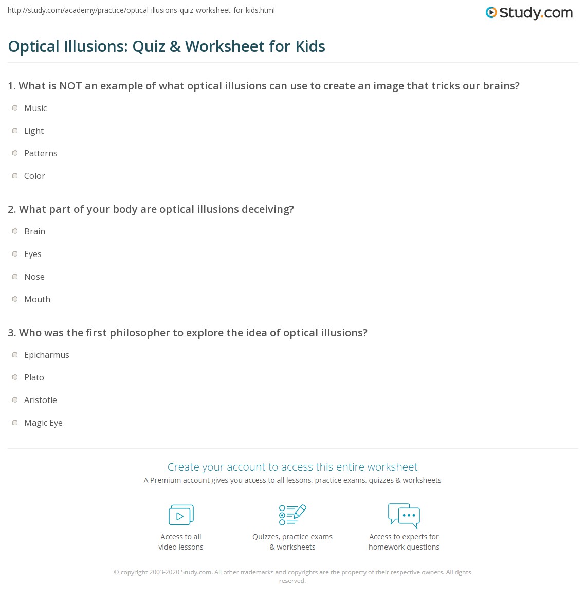Optical Illusions: Quiz &  Worksheet for Kids | Study.com