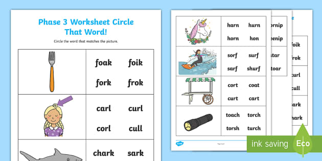 or words phonics worksheet