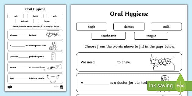 oral hygiene worksheet