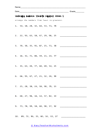 order numbers from least to greatest worksheet