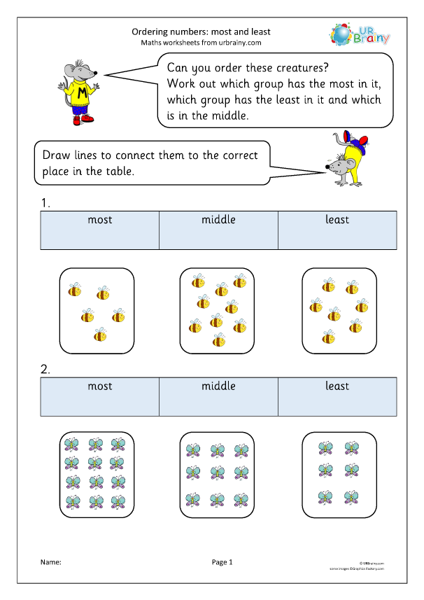 order numbers from least to greatest worksheet