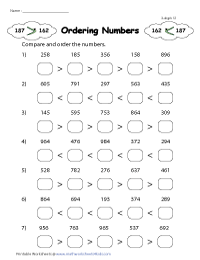Ordering Numbers Worksheets
