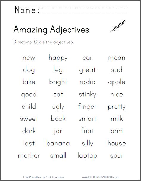 Amazing Adjectives Worksheet - Free to print (PDF file) for ...