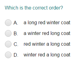 order of adjectives worksheet