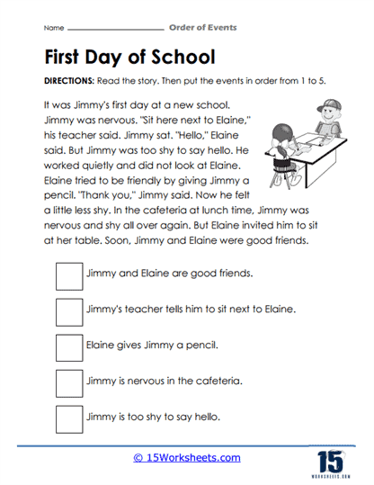 order of events worksheet