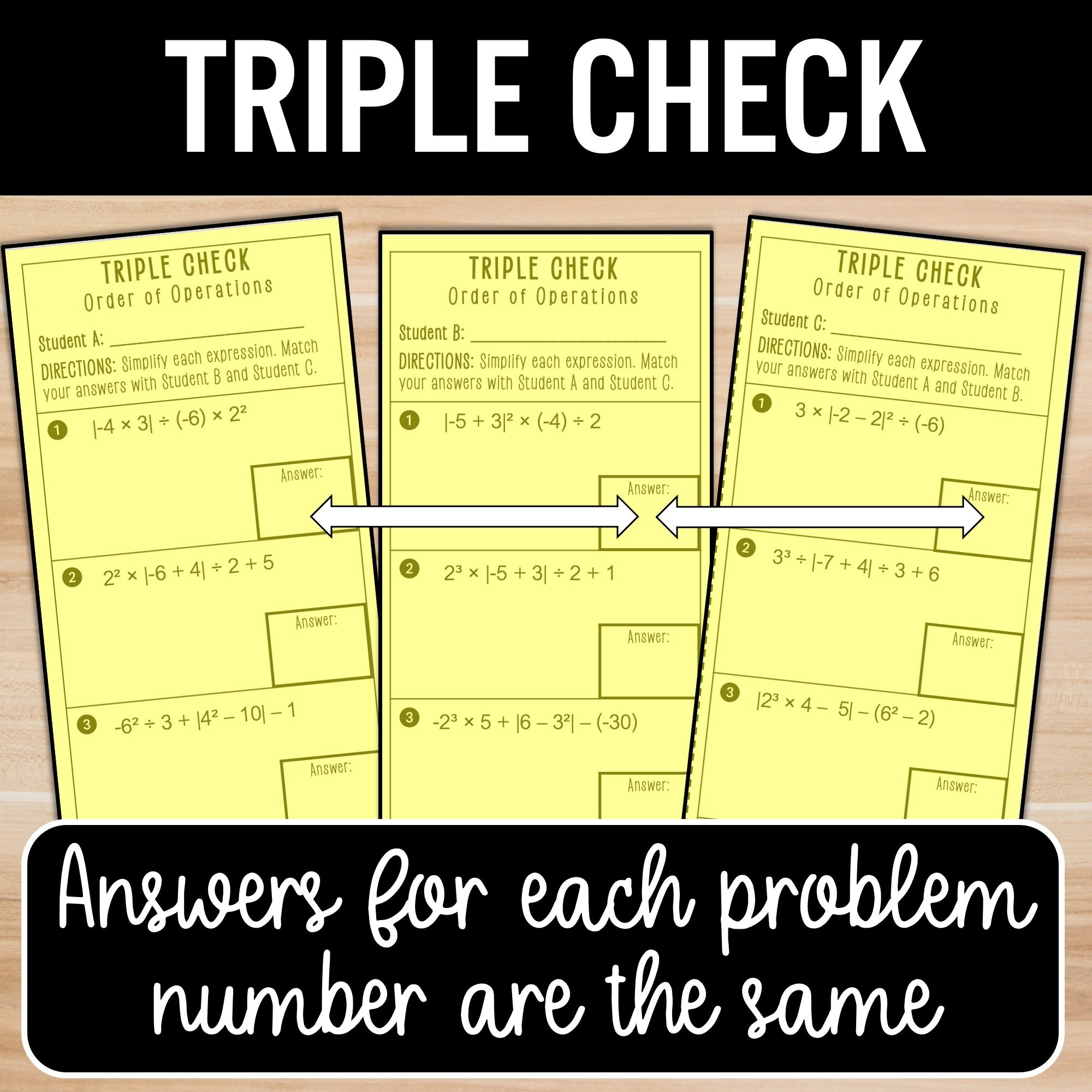 order of operation with absolute value worksheet