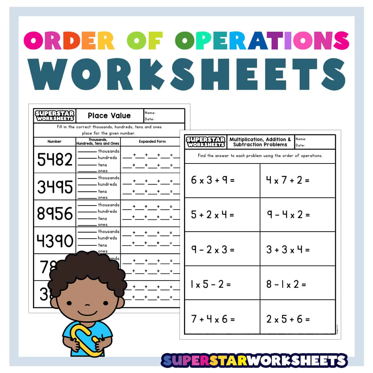 order of operations 5th grade worksheet