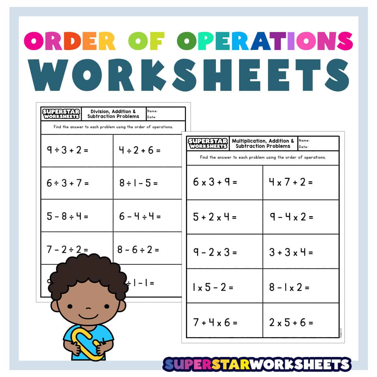 order of operations easy worksheet