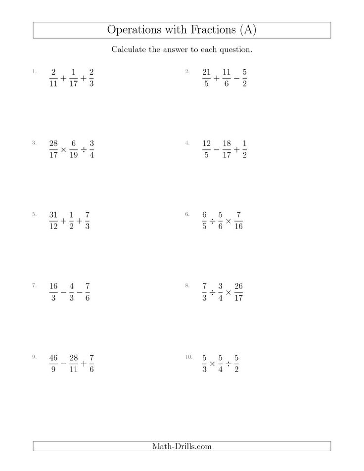 Mixed Operations with Three Fractions Including Improper Fractions ...