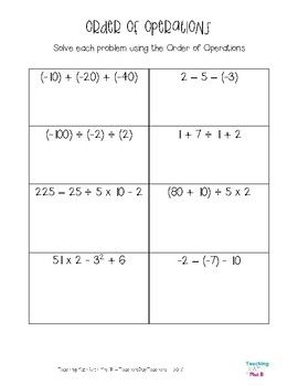 order of operations fractions worksheet