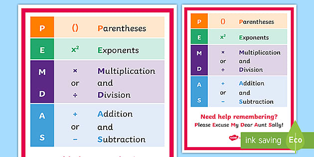 PEMDAS Order of Operations Poster (teacher made) - Twinkl
