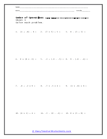 order of operations with parentheses worksheet