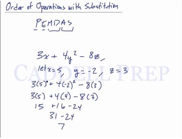 order of operations with variables worksheet
