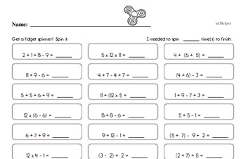 order of operations worksheet 4th grade