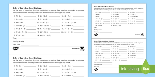 order of operations worksheet 5th grade