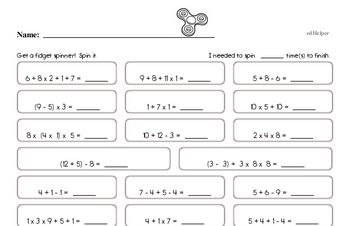 order of operations worksheet 5th grade
