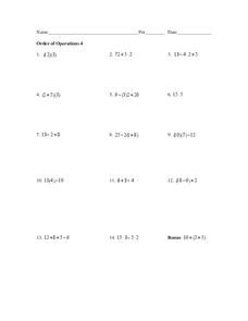order of operations worksheet 6th grade