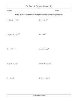 order of operations worksheet for 6th grade