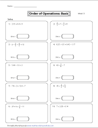 order of operations worksheet generator