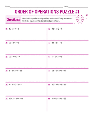 order of operations worksheet generator