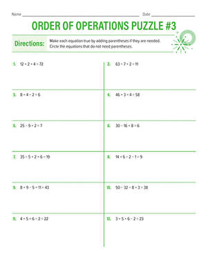 order of operations worksheet grade 5