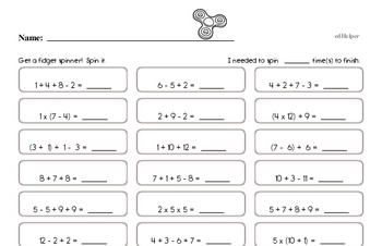 order of operations worksheet with answers for 3rd grade