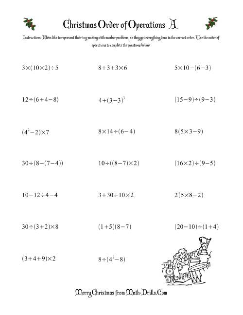 order of operations worksheet with answers