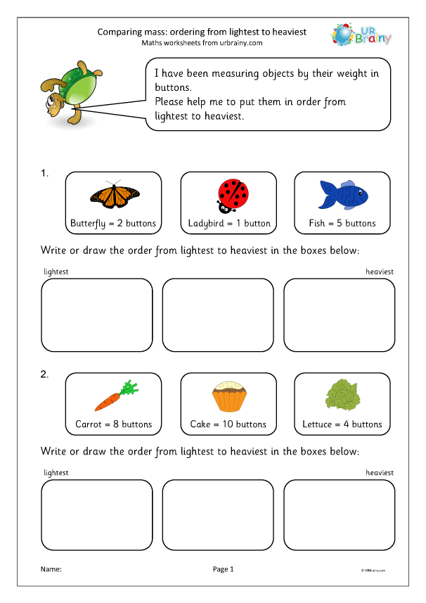 order of the mass worksheet