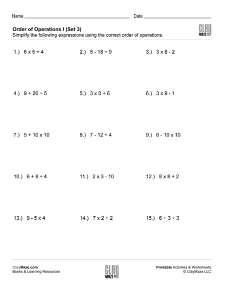 Order of Operations I (Set 3) | Homeschool Books, Math Workbooks ...