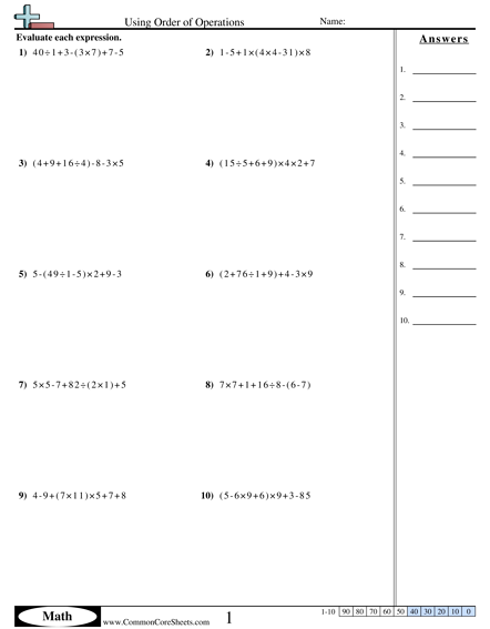 Order of Operations Worksheets | Free - Distance Learning ...