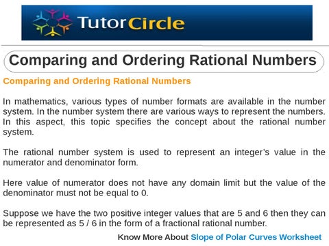 Comparing and Ordering Rational Numbers by tutorcircle team - Issuu