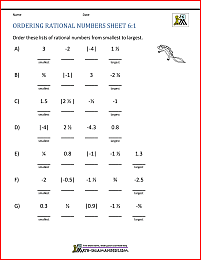 Ordering and Comparing Rational Numbers