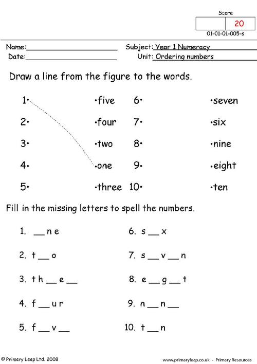 Numeracy: Ordering numbers 2 | Worksheet | PrimaryLeap.co.uk